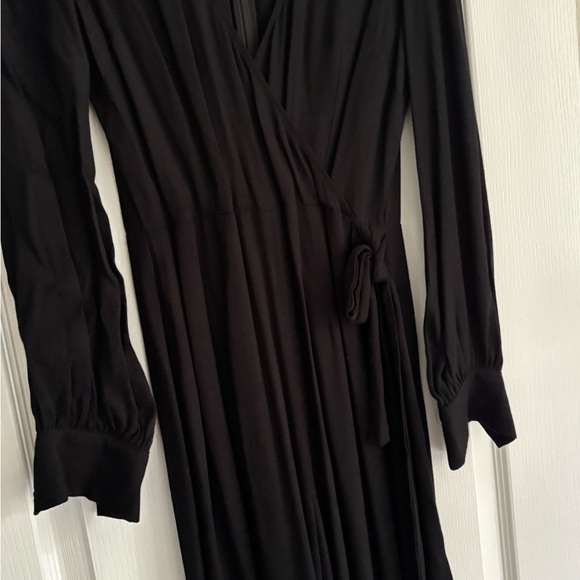 Reformation Molly Black Surplice Wrap Wide Leg long sleeve Jumpsuit Size 6